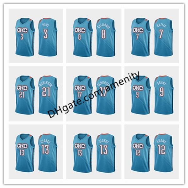 

men thunder oklahoma city 12 adams 3 paul 0 westbrook 13 george basketball jerseys steven chris paul russell blue city jersey, Black