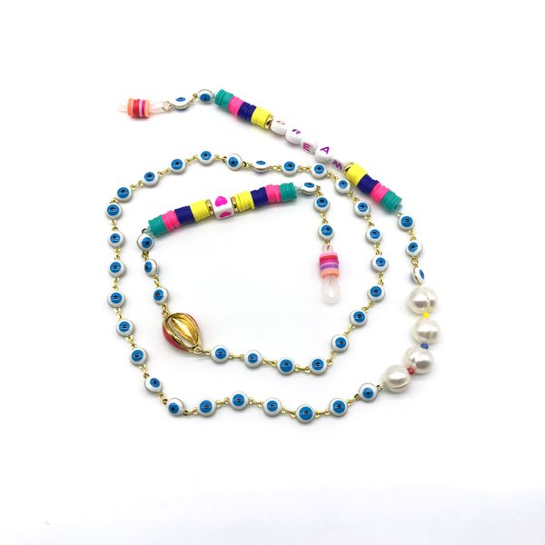 

10pcs/lot handmade item turkish eye polymer clay gasket beads glass cord chain, Silver