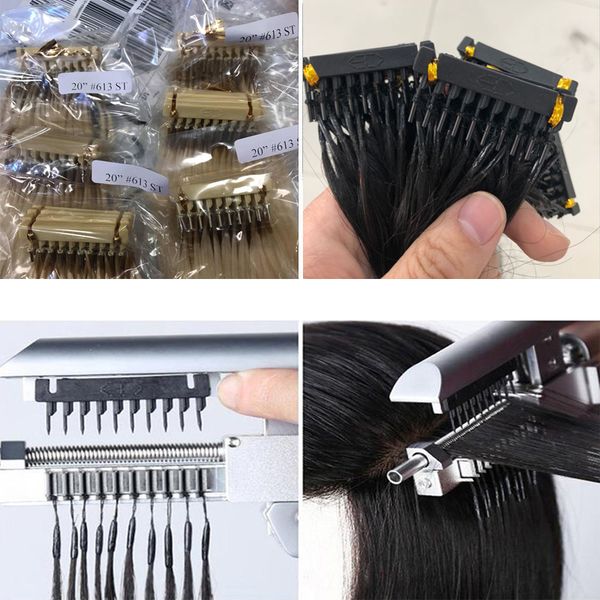 

# 613 # 1в nicer опыт шелковистой прямой невидимый double drawn high end connection technology бразильская virgin human 6d extensions волос, Black