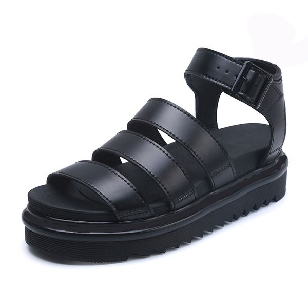 

luxury designer gladiator sandals women black summer causal shoes comfortable genuine leather buckle dr martin platform sandals size 35-40