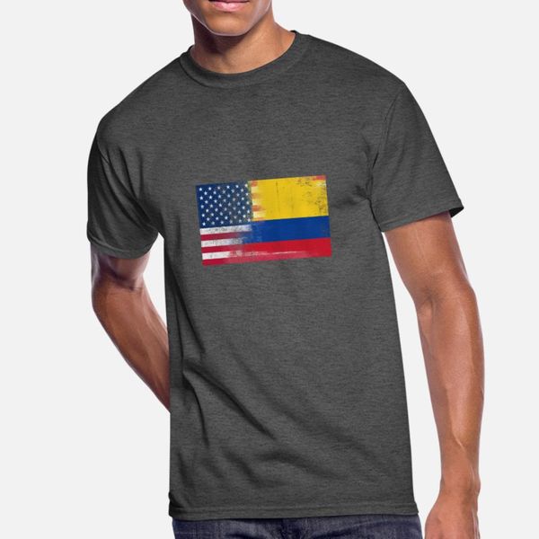 

колумбийский американская половина колумбия половина америки флаг t shirt men заказной хлопок вокруг шеи письмо фитнес строительство весна о