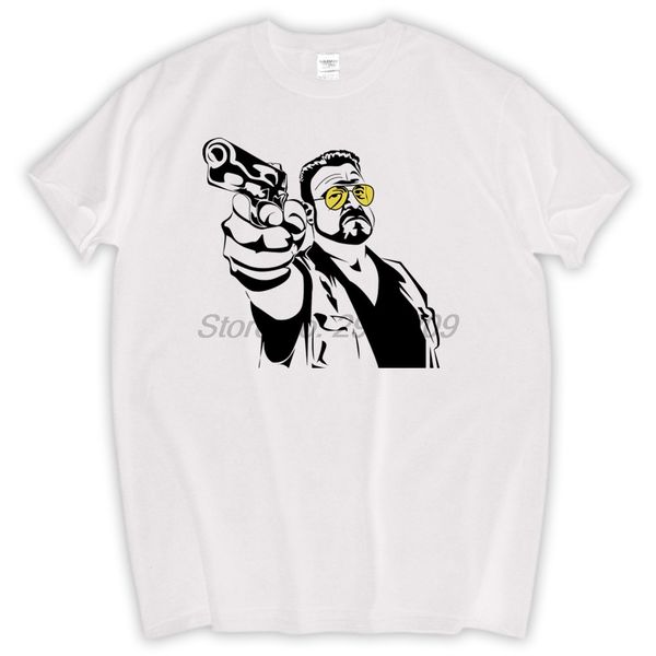 

movie big lebowsky the dude gun t-shirt cotton t shirt men
