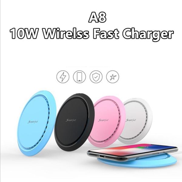 

a8 10w wirelss fast charger qi quck charging aadapter for iphone 11 pro max xs xr wireless charging pad for samsung