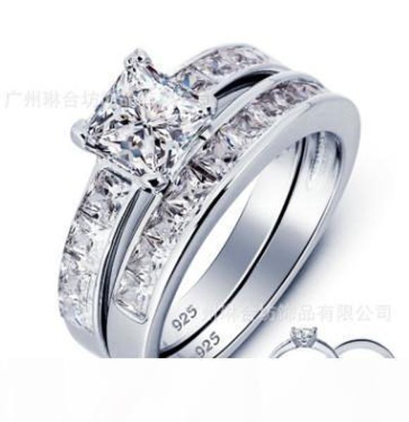 

fashion real 925 sterling silver wedding ring set for women silver wedding engagement jewelry wholesale