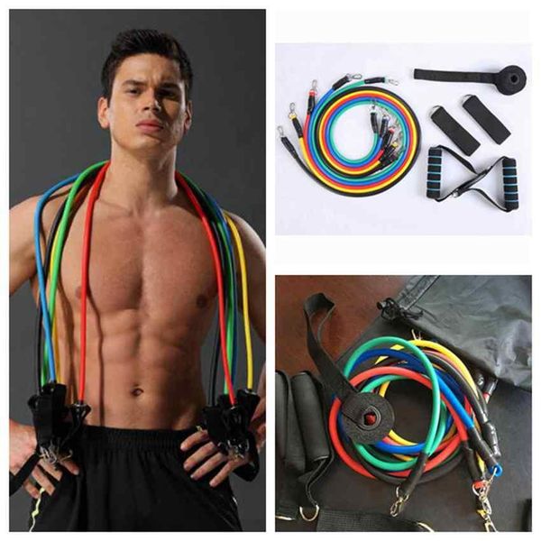 

us stock outdoor sports latex resistance bands workout exercise pilates yoga crossfit fitness tubes pull rope 11 pcs/set