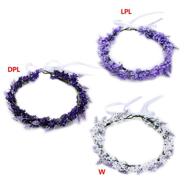 

simulated flower headband lavender floral hair band garland tiara crown headdress decor dreamlike for wedding party prom, Golden;silver