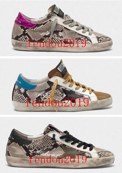 

ggdb italy brand golden sequin heel classic snakeskin print leather shoes gooses designer sneakers superstar men/women sport casual zkq, Black;red