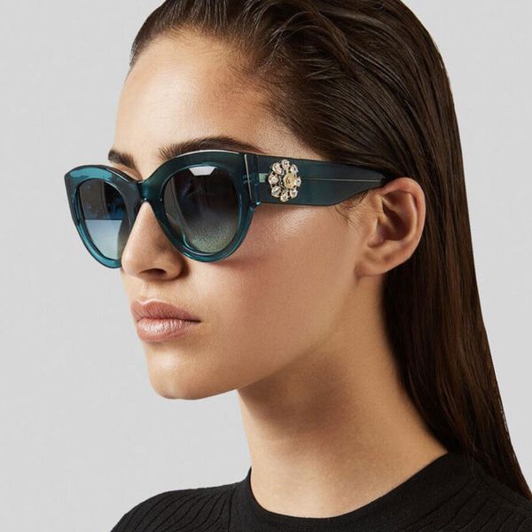 

mimiyou luxury cat eye sunglasses women crystal petals retro fashion sunglasses men brand uv400 eyeglasses shades, White;black