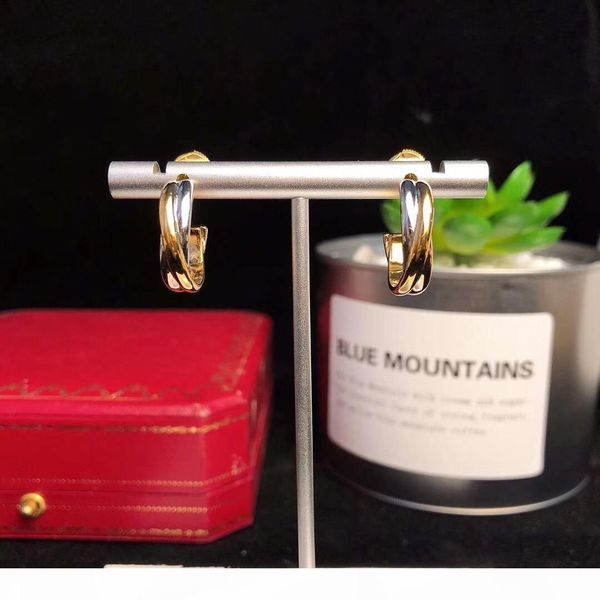 

s925 pure silver special style half round shape stud with three color plated fashion earrings jewelery for women earring gifts ps5745, Golden