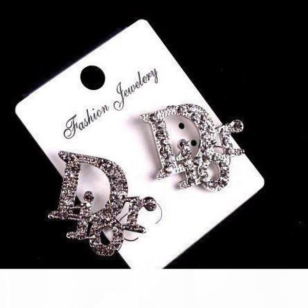 

2018luxury brand letter d stud earring brand designer letter k women dangle earring jewelry wedding accessories for gift partye1249, Golden;silver