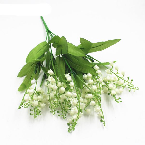 

Artificial Flowers Lily of the Valley 7 Branches Fake Plastic Lily Flower Bridal Bouquet Wedding Party Decor Flores Artificiales, White
