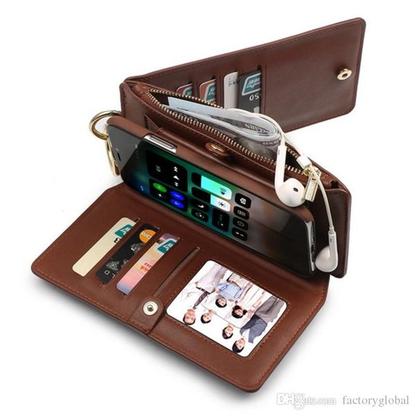 

cgjxsnew detachable leather cell phone case zipper wallet flip cover with card slots for iphone 11 pro max x xs xr max samsung