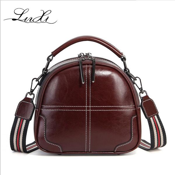 

luxiw new fashion messenger female shoulder bags genuine leather handbag sewing line oval kitten bag retro wideband leather bags