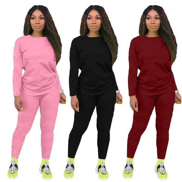 

o neck sports tracksuits fashion womens tracksuits women designer solid color tracksuits casual 2 piece pants slim long sleeved, White