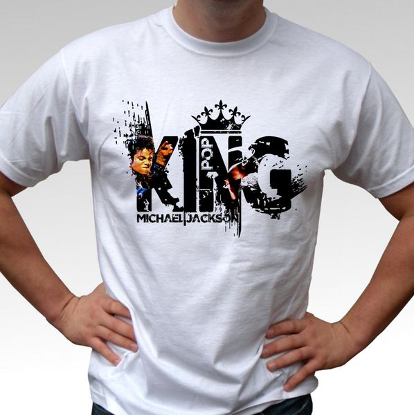 

michael jackson king of pop white t shirt men 2019 summer round neck men's fashion custom t shirts