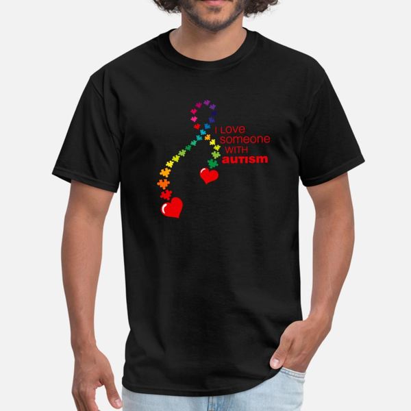 

autism love ribbon t shirt men customize short sleeve o neck pictures cute breathable spring autumn novelty shirt