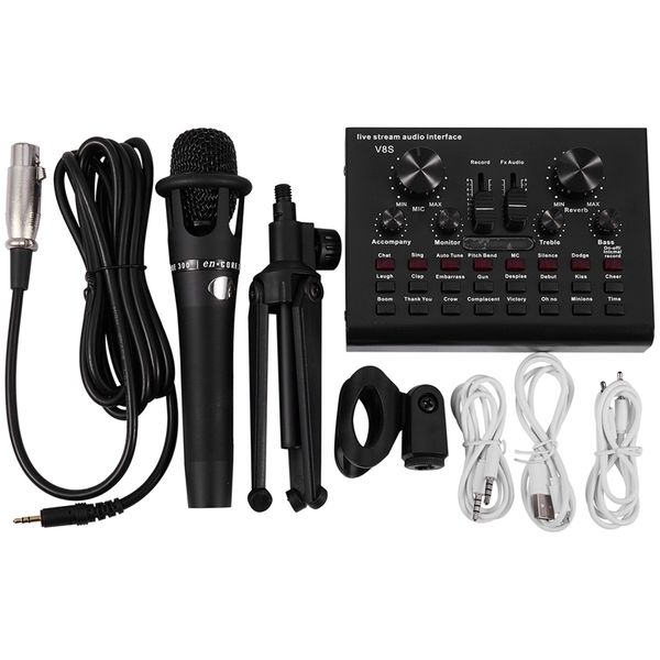 

v8s bluetooth o usb microphone webcast live sound card 112 kinds of electric sound broadcast for phone computer pc