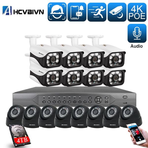 

h.265 16ch cctv systems camera nvr 4k ultra hd waterproof 5.0mp security ip camera p2p video surveillance system set