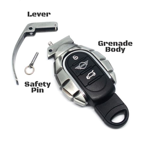 

brand new grenade design key fob case in alloy material key fob for mini cooper f55 f56 f57 f54 f60 (1 pcs/set, Silver