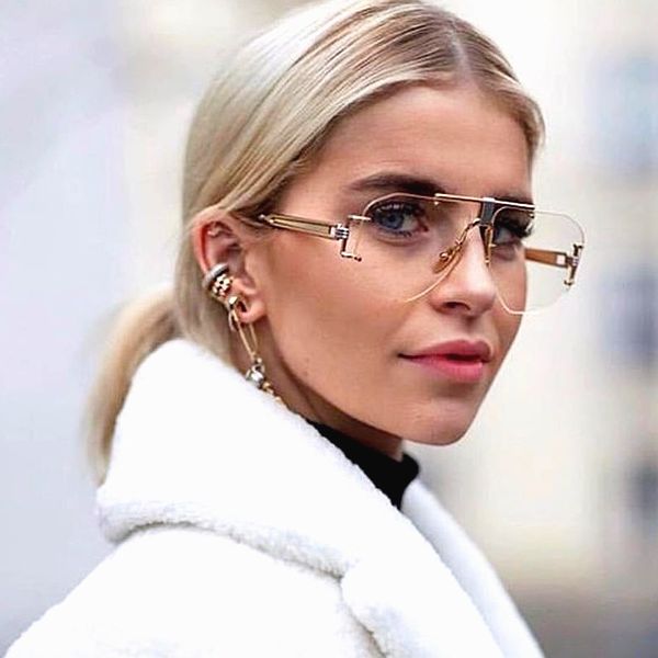 

2020 new design women sunglasses vintage rimless ladies fashion sun glasses new 2020 summer shades sunglasses, White;black