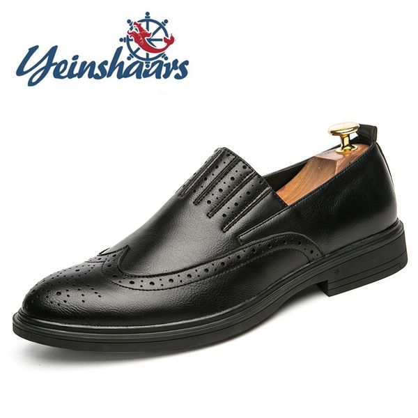

mens shoes casual leather oxford business office formal shoes evening dresses evening designer brogue calzado hombre, Black