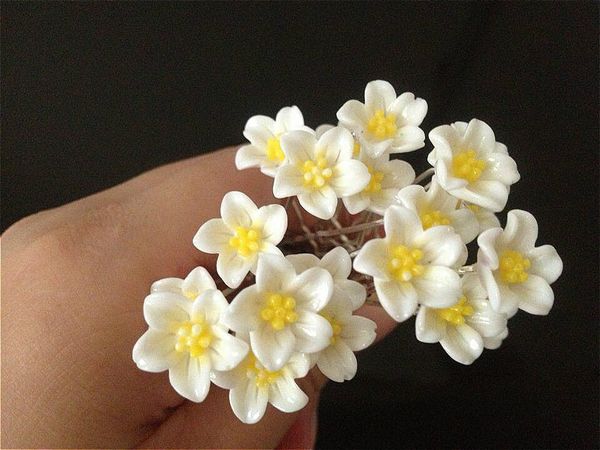 

white flower wedding pins bridal 200pcs lily hair new fashion dayupshop ghfkv, Golden;silver