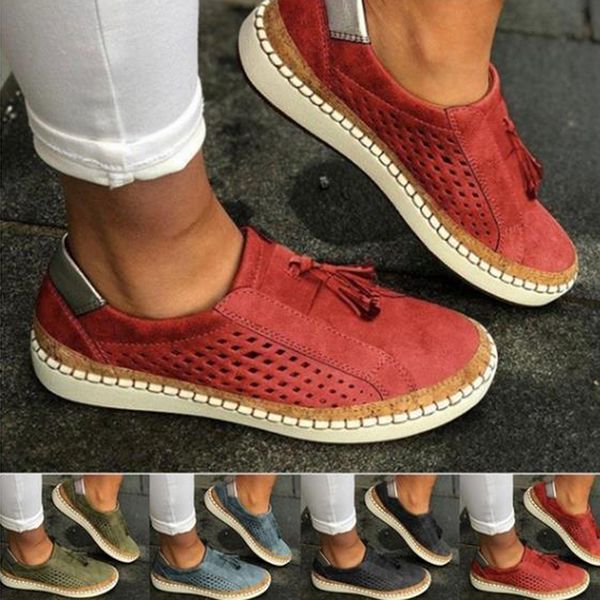 

2020 slip on women sneakers shallow loafers vulcanized shoes breathable hollow out female casual flats ladies comfortable, Black