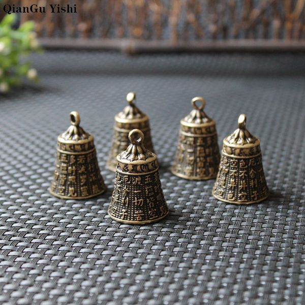 

copper guan yin heart sutra bell car key hanging jewelry vintage brass keychain pendant lucky buddhist decoration for keyrings, Silver