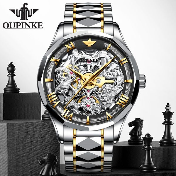 

fashion business hollow perspective men watch automatic mechanical sapphire mirror personalized gift male watches, Slivery;brown