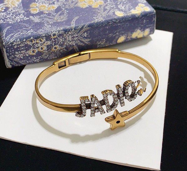 

d letter ja full diamond bracelet women's open high version, Golden;silver