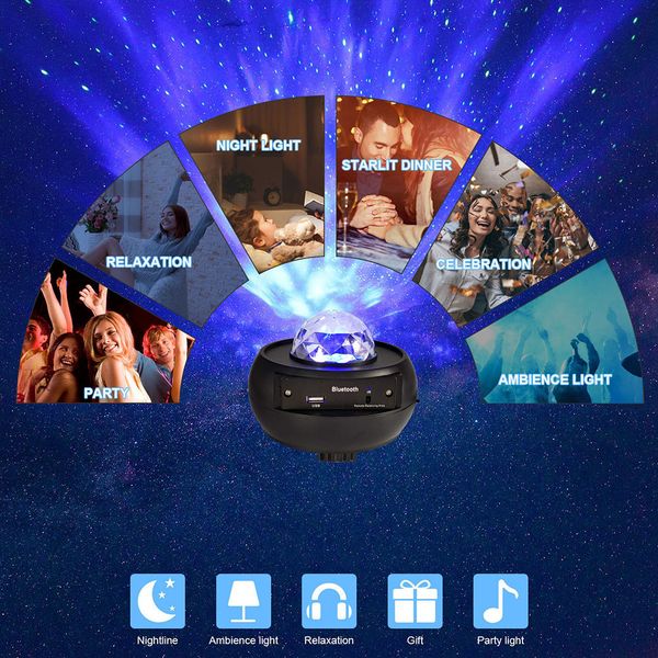

colorful projector starry sky night blueteeth usb voice control music player kids night light romantic galaxy projector lamp