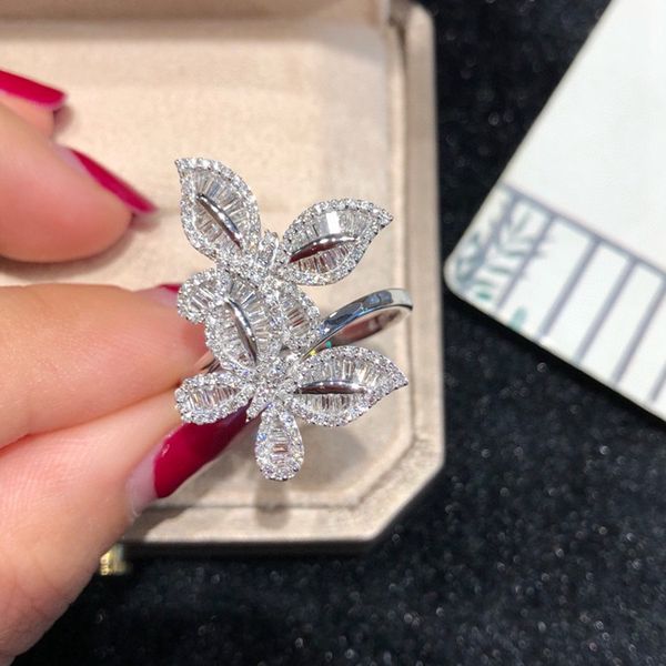 

925 sterling silver rings for women elegant butterfly 3ct arrows zircon design bridal wedding engagement ring fine jewelry, Golden;silver
