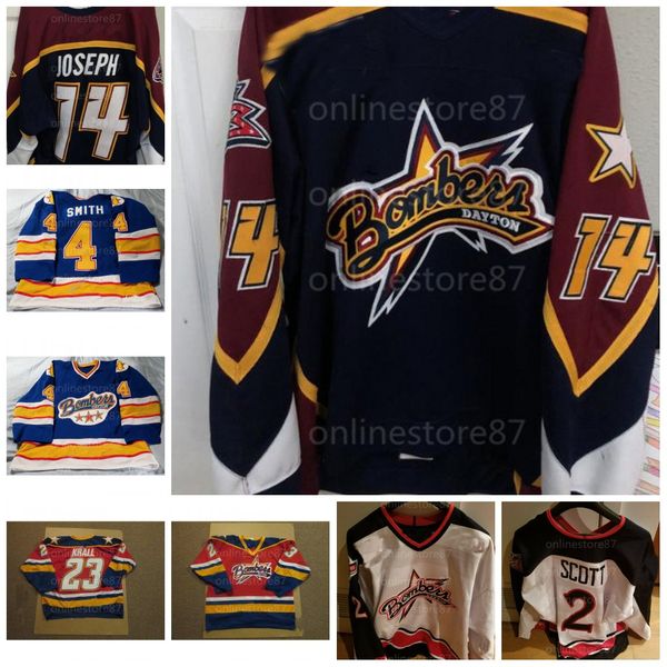 

vintage dayton bombers jerseys yann joseph dave smith justin krall kreutzer tyler scott meigray bozoian columbus blue jacket hockey jersey, Black