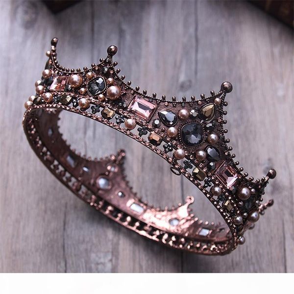 

3 style court retro baroque bridal tiara bride queen king crown wedding hair jewelry accessories women pageant prom headpiece d19011005, Golden;white