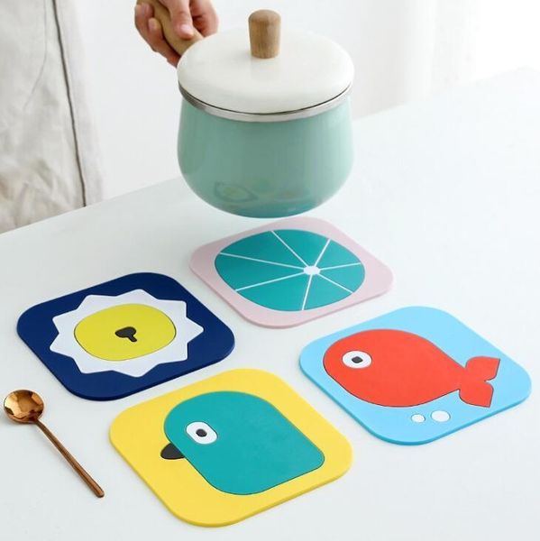 

kitchen anti scalding and antiskid cartoon creativity simple heat insulation mat square thickened coaster lovely anti scalding food mat