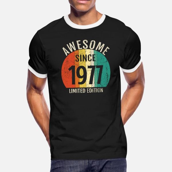 

высокий since1977 тенниски мужчин настройка хлопок o шея костюм сыпучего здания весна урожай рубашка, White;black