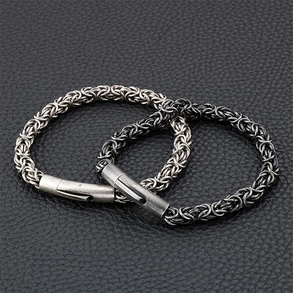 

link, chain cross-border men's titanium steel hand-woven fashion bracelet, Black