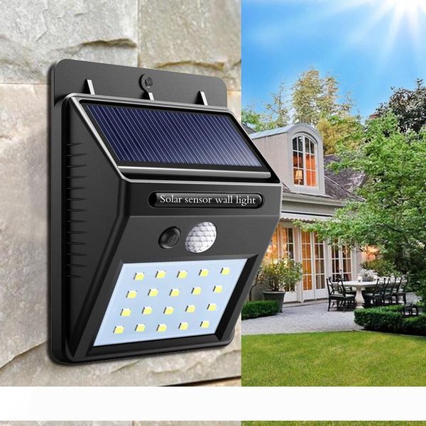 

power light outdoor wall led solar lamps with pir motion sensor night security bulb street yard path garden lamp