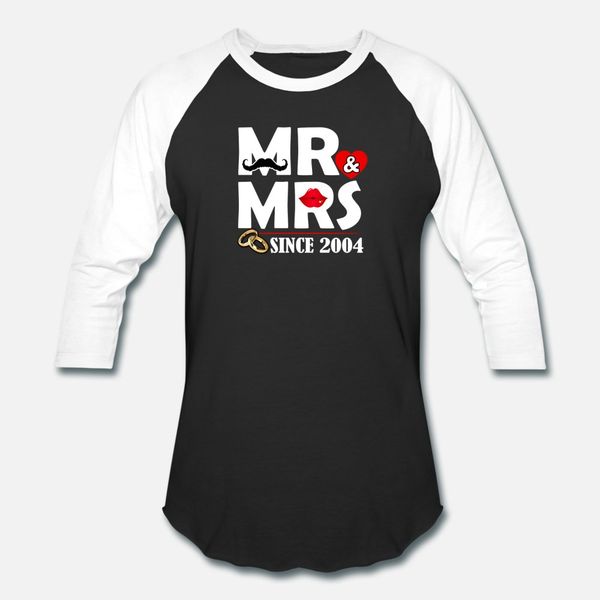

mr and mrs since 2004 marriage anniversary gifts t shirt men designing tee shirt round collar standard funny casual spring letter shirt
