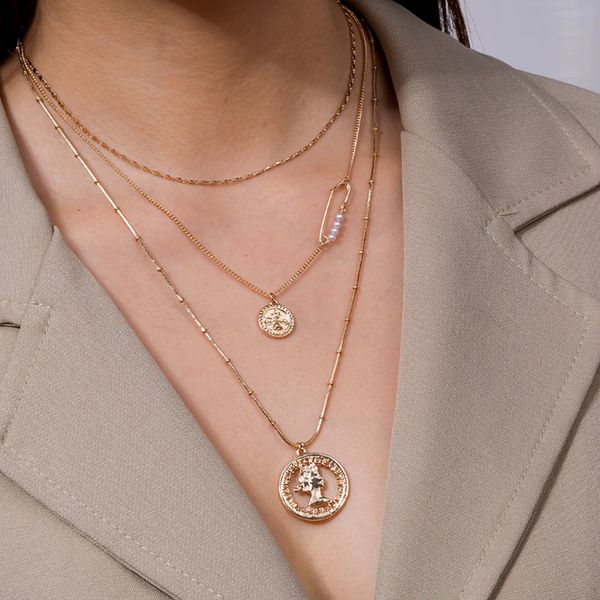 

fashion necklace chain jewelry multi-layer clavicle chain fashion girl street p accessories personalized versatile necklace accessories, Black