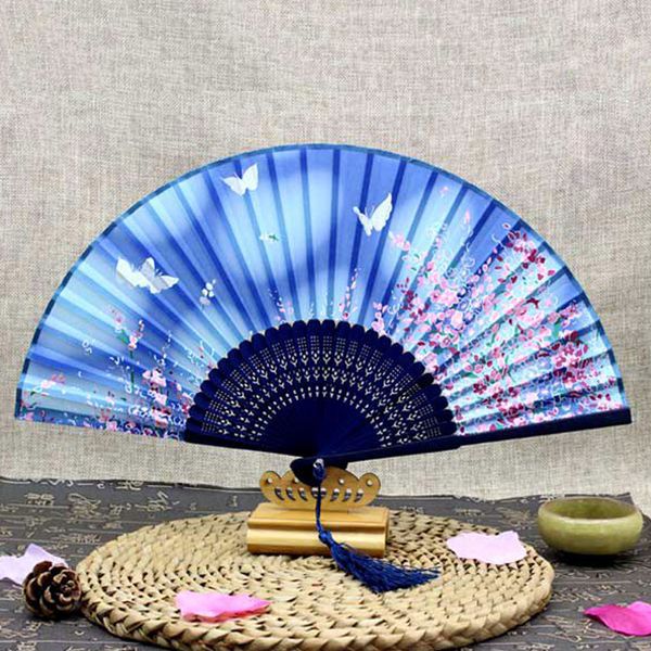 

folding portable fan cherry blossom retro small wall decoration bamboo