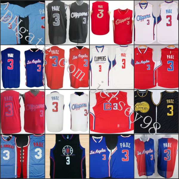 

los angeles clippers men #3 chris paul white nba golden swingman stitched jersey, Black
