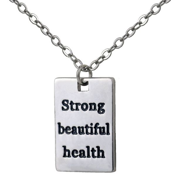 

pendant necklaces initial necklace engraved strong beautiful health charm women handmade gym jewelry, Silver