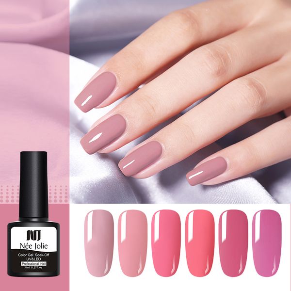 

nee jolie 8ml pink series nail gel polish nail color uv led lamp gel varnish soak off uv varnish one-scolor, Red;pink
