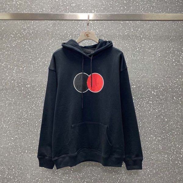 

Women's hoodie 2020 autumn and winter new black and red double circle printed letters men and women loose casual hooded sweater size M-2XL