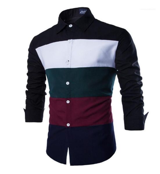 

однобортный homme tops spring конструктора mens сращивания рубашка мужская с длинным рукавом отворотом одежда мода стили, White;black