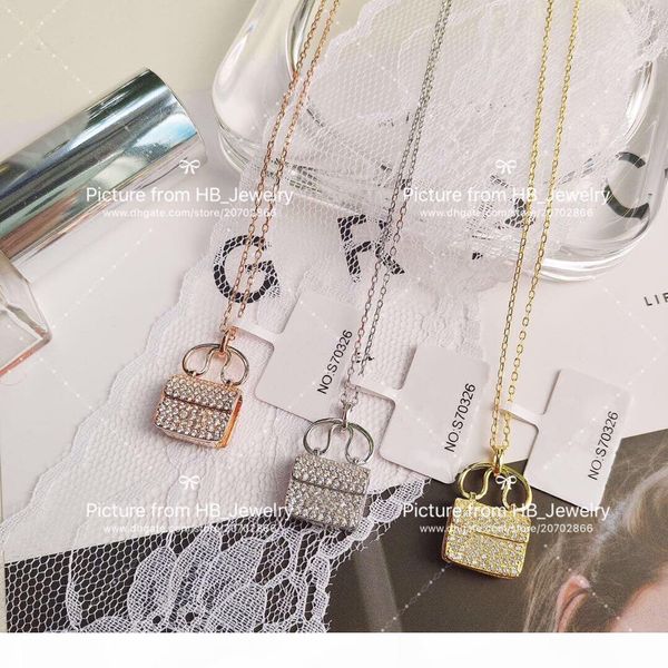

925 sterling silver high version bag necklace iced out chains for lady design women party wedding lovers gift jewelry for bride with box