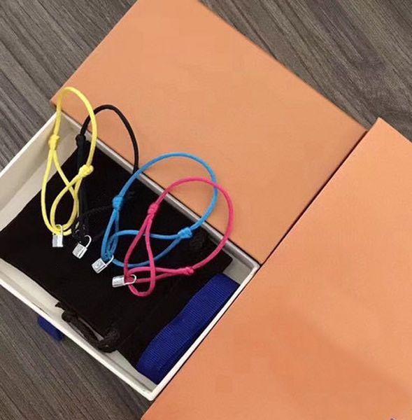 

fashion have stamps and box lock hand rope promise bracelets pulsera for mens and women party wedding ankle jewelry lovers gift, Silver