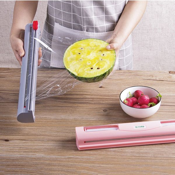 

food wrap dispenser/cutter, kitchen tool foil cling film wrap dispenser plastic sharp cutter storage holder
