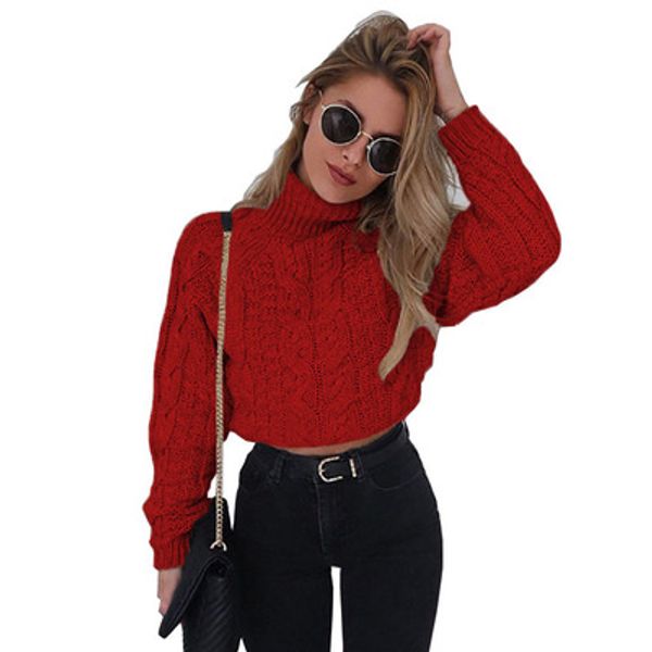 

2020FW Girls Street Style Sweaters Womens Short Long Sleeve Sweaters Girls High Neck Sexy Cropped Twist New Trendy Style Clothing